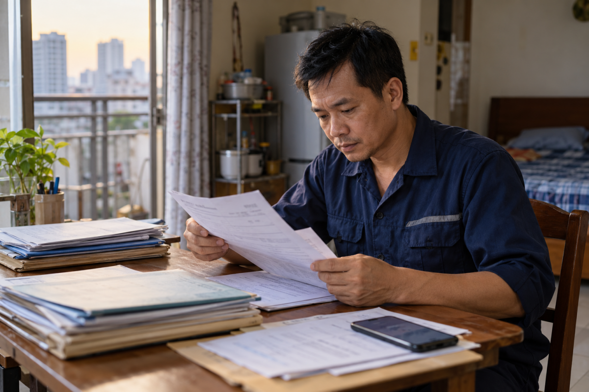 Người lao động kiểm tra hồ sơ, đối chiếu quá trình đóng bảo hiểm thất nghiệp qua các lần chuyển việc