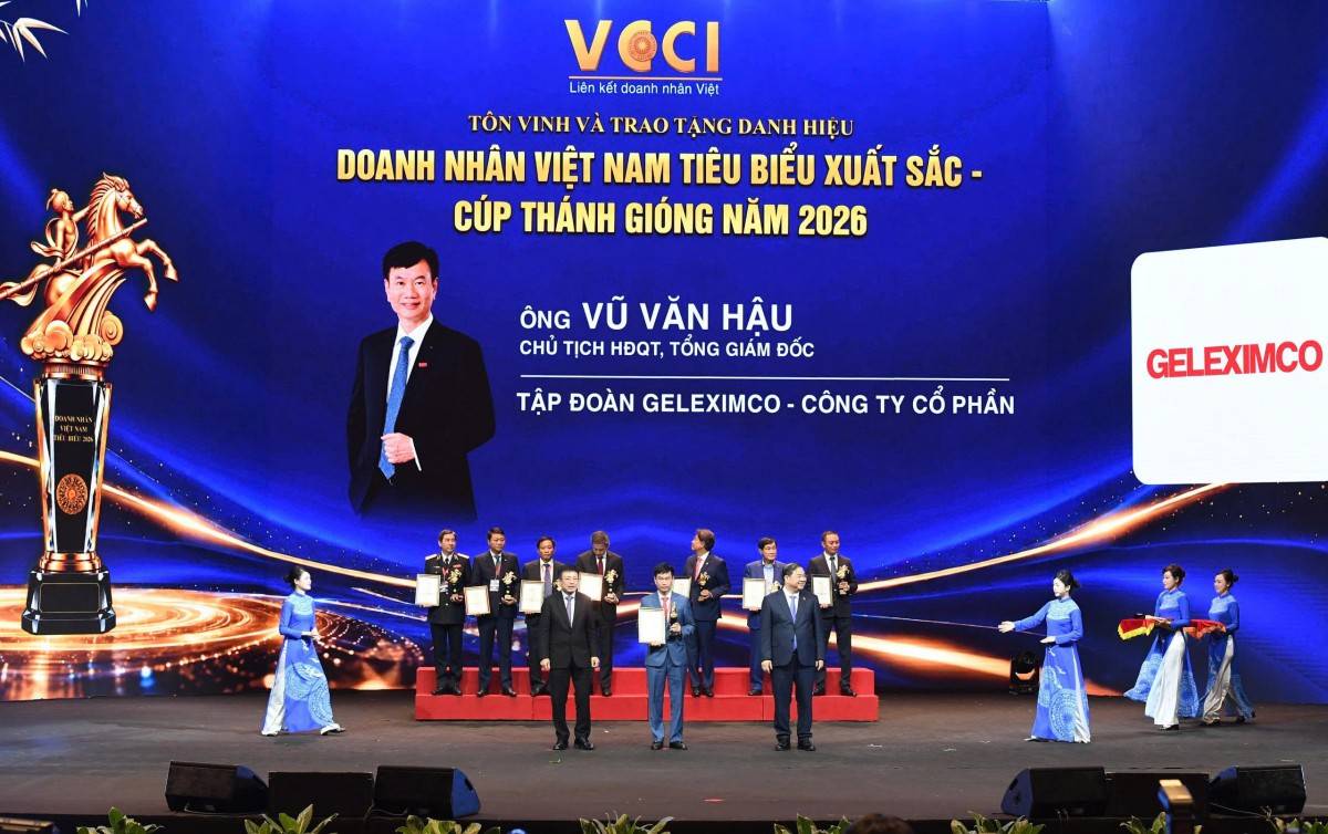 Chủ tịch HĐQT, Tổng giám đốc Tập đoàn Geleximco Vũ Văn Hậu được vinh danh Doanh nhân Việt Nam tiêu biểu - Cúp Thánh Gióng 2026