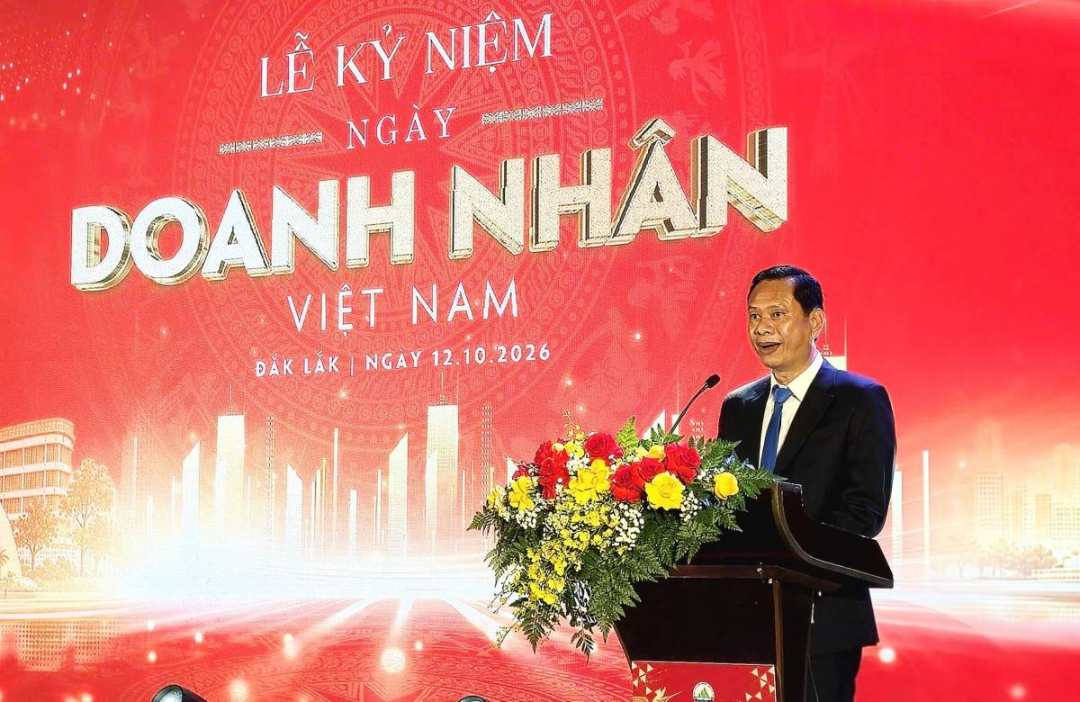 Ông Phạm Đông Thanh - Chủ tịch Hiệp hiệp DN tỉnh Đắk Lắk phát biểu tại buổi lễ.