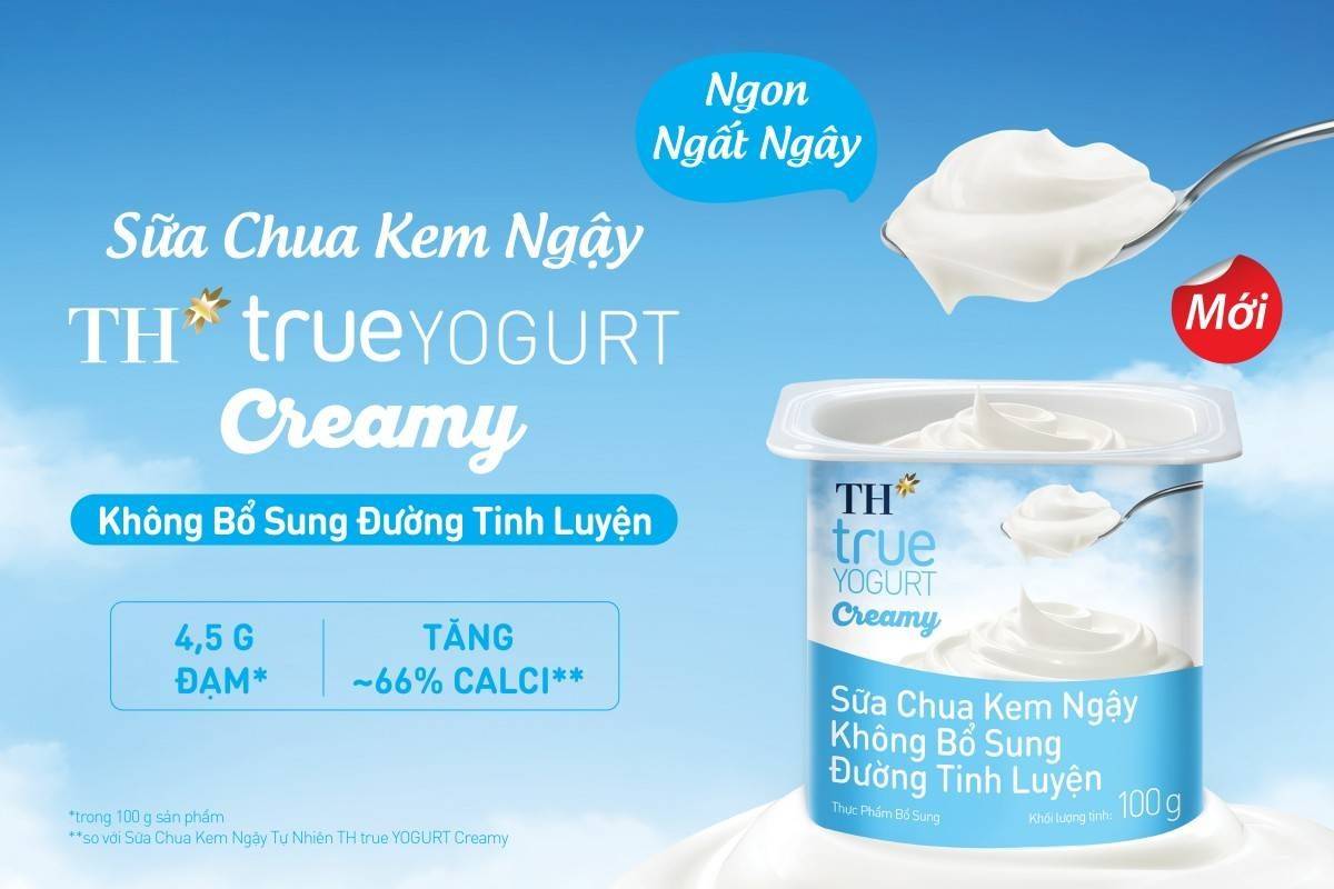 TH ra mắt sữa chua kem ngậy không bổ sung đường tinh luyện TH true YOGURT Creamy