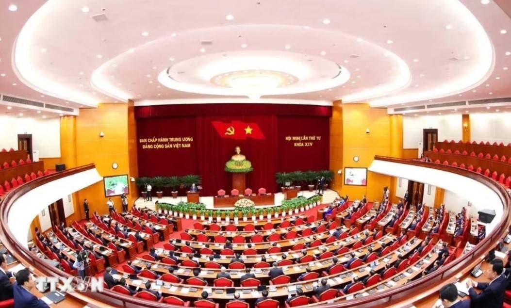 Quang cảnh phiên bế mạc Hội nghị lần thứ tư Ban Chấp hành Trung ương Đảng khóa XIV - Ảnh: Phương Hoa/TTXVN.