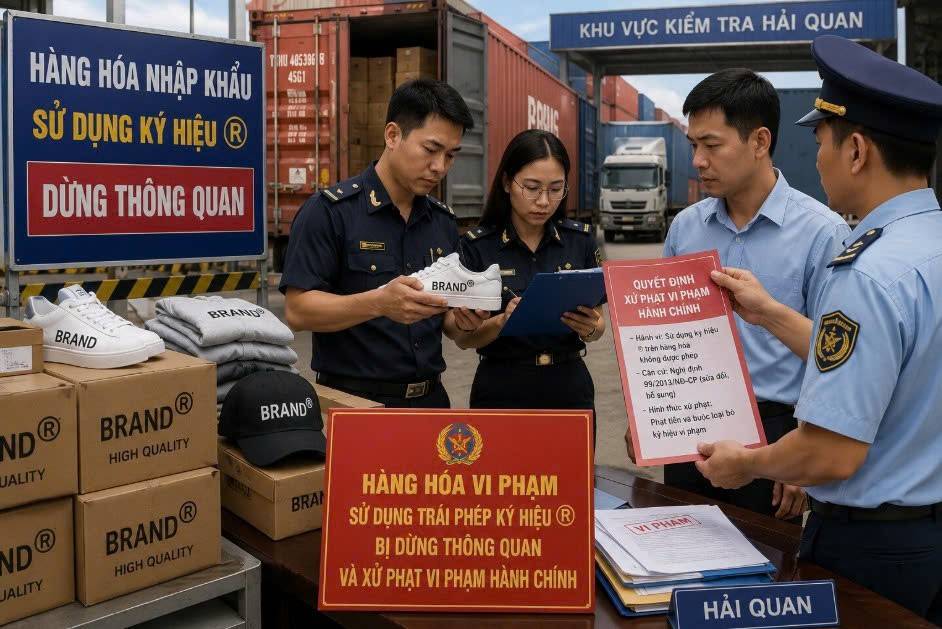 Cục Hải quan yêu cầu các Chi cục Hải quan khu vực tăng cường kiểm tra và áp dụng biện pháp tạm dừng làm thủ tục hải quan đối với hàng hóa có dấu hiệu giả mạo, xâm phạm quyền sở hữu trí tuệ và sở hữu công nghiệp trên hàng hóa nhập khẩu, nhiều doanh nghiệp đã gặp rủi ro pháp lý do sử dụng ký hiệu ® không đúng quy định.