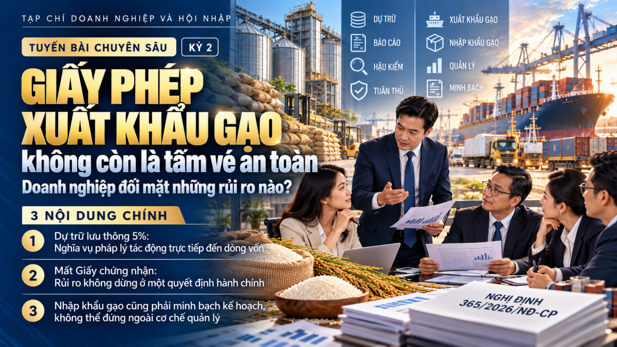 Nghị định số 365/2026/NĐ-CP (kỳ 2): Giấy phép xuất khẩu gạo không còn là tấm vé an toàn: Doanh nghiệp đối mặt những rủi ro nào?