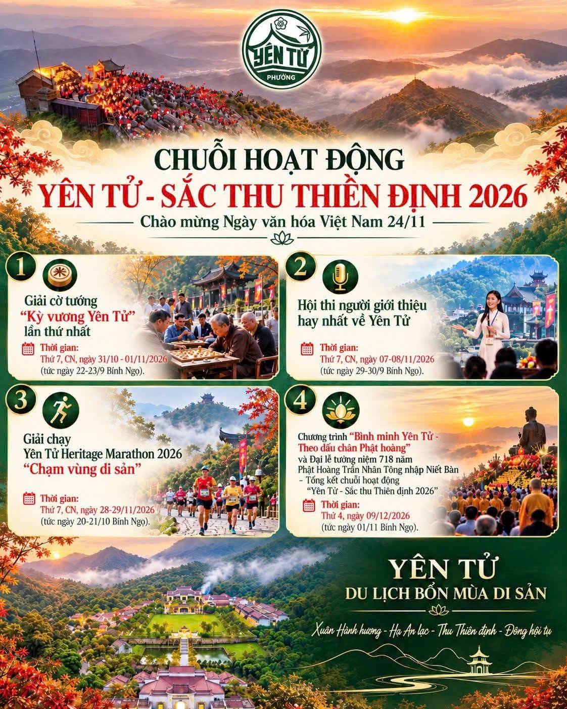 Yên Tử đánh thức sức hút di sản qua chuỗi hoạt động sắc thu 2026