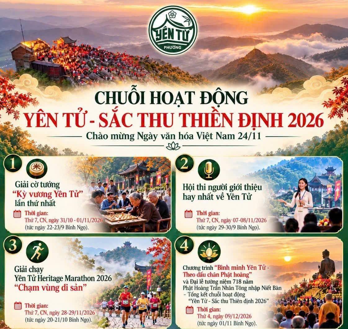 Yên Tử đánh thức sức hút di sản qua chuỗi hoạt động sắc thu 2026