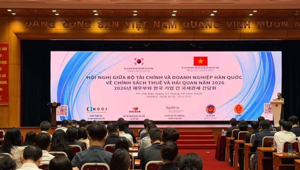 Hội nghị giữa Bộ Tài chính và doanh nghiệp Hàn Quốc về chính sách thuế, hải quan năm 2026, với chủ đề “Chính sách thuế-hải quan: Cải cách thể chế, kiến tạo môi trường phát triển” - Ảnh: Minh Phuong - https://nhandan.vn