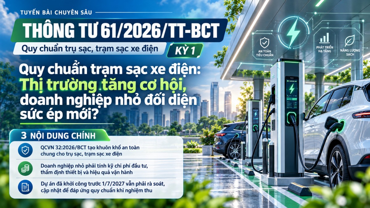 Thông tư 61/2026/TT-BCT quy chuẩn trạm sạc xe điện: Thị trường tăng cơ hội, doanh nghiệp nhỏ đối diện sức ép mới?