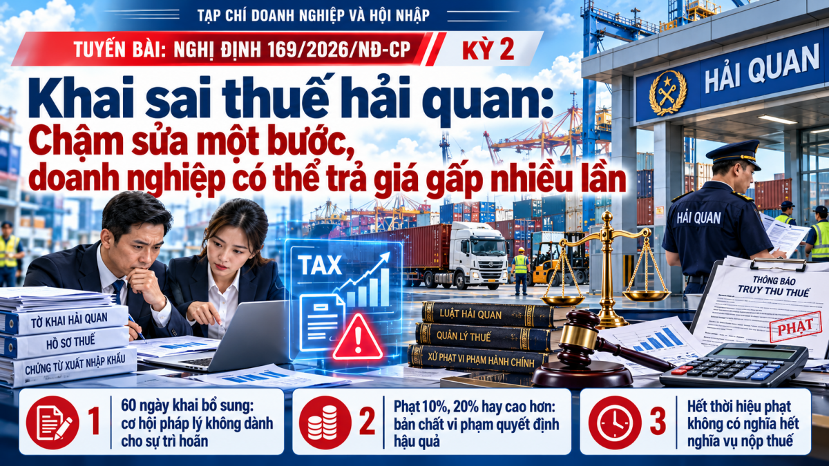 Nghị định 169/2026/NĐ-CP Khai sai thuế hải quan: Chậm sửa một bước, doanh nghiệp có thể trả giá gấp nhiều lần