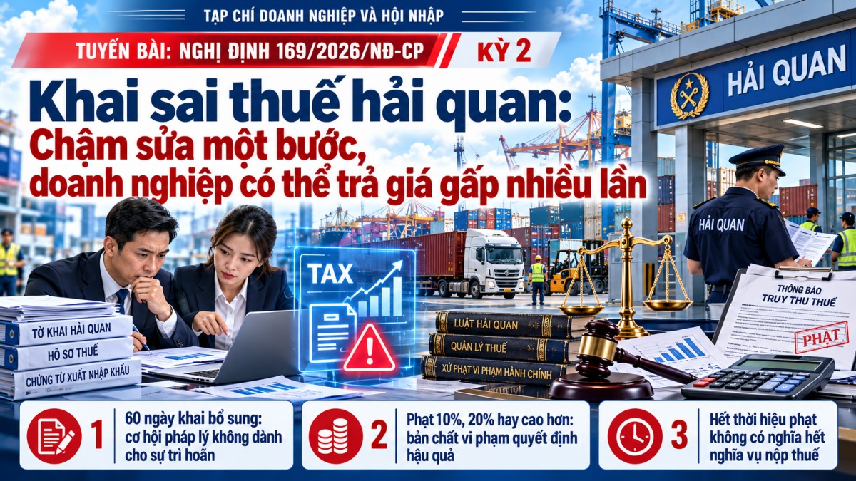 Nghị định 169/2026/NĐ-CP khai sai thuế hải quan: Chậm sửa một bước, doanh nghiệp có thể trả giá gấp nhiều lần