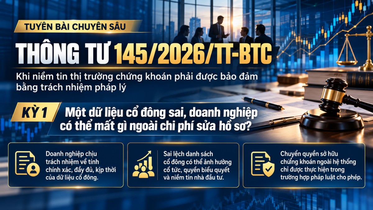 Thông tư 145/2026/TT-BTC: Một dữ liệu cổ đông sai, doanh nghiệp có thể mất gì ngoài chi phí sửa hồ sơ?
