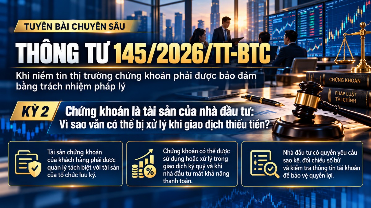 Thông tư 145/2026/TT-BTC chứng khoán là tài sản của nhà đầu tư: Vì sao vẫn có thể bị xử lý khi giao dịch thiếu tiền?
