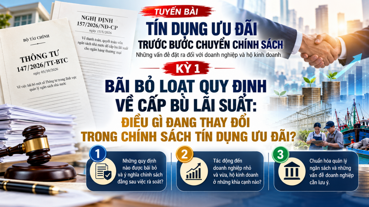 Thông tư 147/2026/TT-BTC bãi bỏ loạt quy định cấp bù lãi suất: Doanh nghiệp cần lưu ý gì?