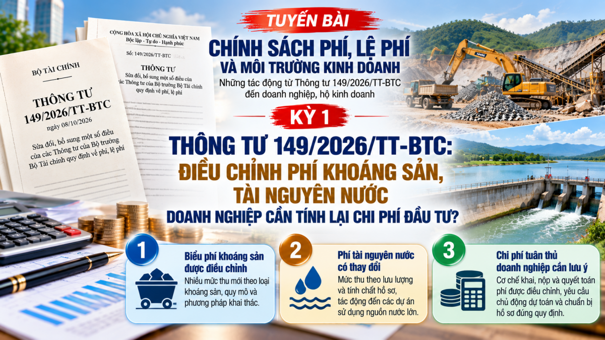 Thông tư 149/2026/TT-BTC: Phí khoáng sản, tài nguyên nước thay đổi, doanh nghiệp cần lưu ý gì?