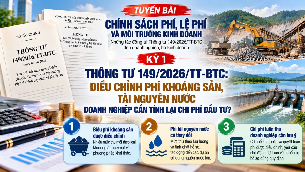 Thông tư 149/2026/TT-BTC: Phí khoáng sản, tài nguyên nước thay đổi, doanh nghiệp cần lưu ý gì?