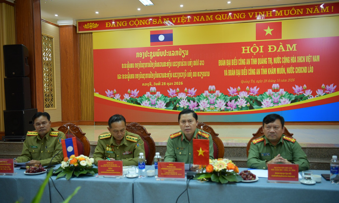 Công an Quảng Trị và Khăm Muồn (Lào) ký kết hợp tác phòng, chống tội phạm giai đoạn 2026–2027