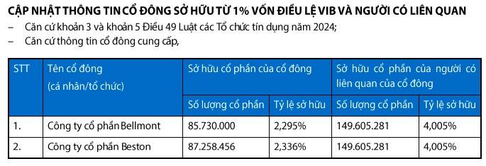 Hé lộ danh tính nhóm cổ đông nắm hơn 8,6% vốn Ngân hàng VIB