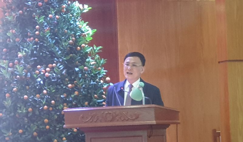 &amp;Ocirc;ng L&amp;ecirc; Văn Cường,Ph&amp;oacute; chủ tịch  phụ tr&amp;aacute;ch UBND huyện An Dương ph&amp;aacute;t biểu tại hội nghị tiếp x&amp;uacute;c DN tr&amp;ecirc;n địa b&amp;agrave;n