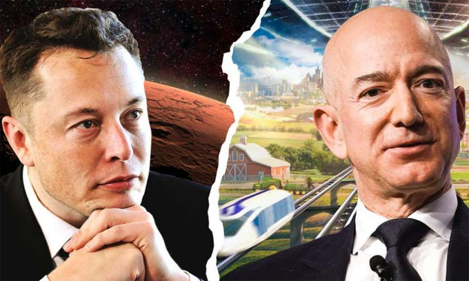 Elon Musk 'c&amp;agrave; khịa' Jeff Bezos