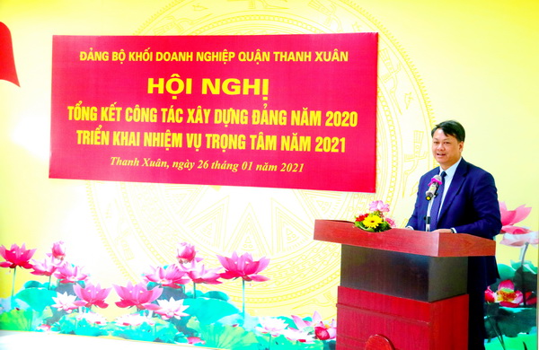 Đồng ch&amp;iacute; Nguyễn Văn Tiến &amp;ndash; Ph&amp;oacute; B&amp;iacute; thư thường trực Quận uỷ Thanh Xu&amp;acirc;n ph&amp;aacute;t biểu chỉ đạo tại hội nghị.