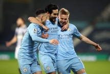 Man City đã tạm thời vươn lên ngôi đầu Ngoại hạng Anh với chiến thắng đậm 5-0 trước West Brom