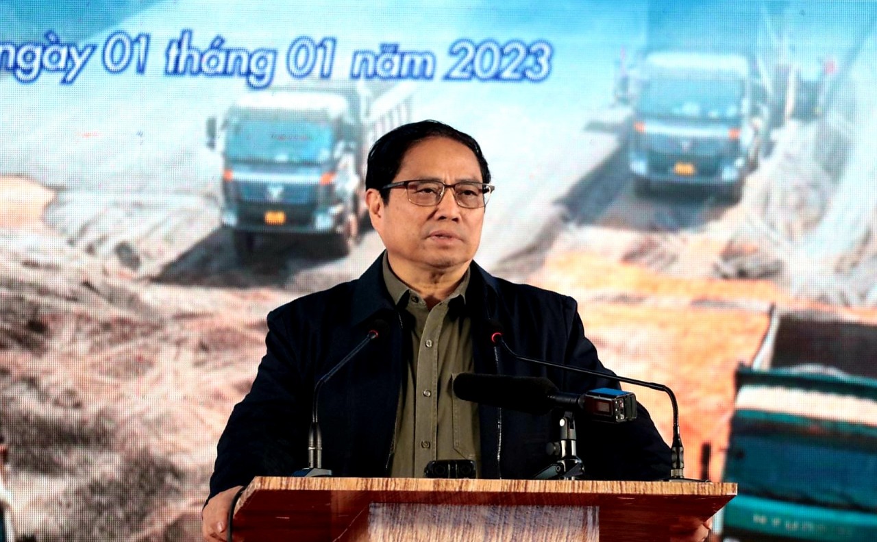 Thủ tướng Ch&amp;iacute;nh phủ Phạm Minh Ch&amp;iacute;nh ph&amp;aacute;t biểu tại buổi Lễ khởi c&amp;ocirc;ng
