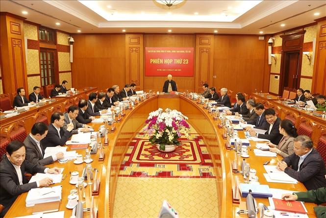 Tổng B&amp;iacute; thư Nguyễn Ph&amp;uacute; Trọng ph&amp;aacute;t biểu chỉ đạo cuộc họp
