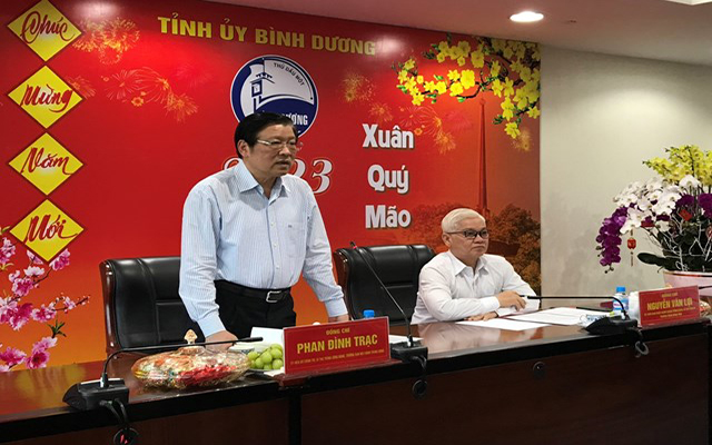 &amp;Ocirc;ng Phan Đ&amp;igrave;nh Trạc - Uỷ vi&amp;ecirc;n Bộ Ch&amp;iacute;nh trị, B&amp;iacute; thư Trung ương Đảng, Trưởng Ban Nội ch&amp;iacute;nh Trung ương ph&amp;aacute;t biểu tại Tỉnh uỷ B&amp;igrave;nh Dương