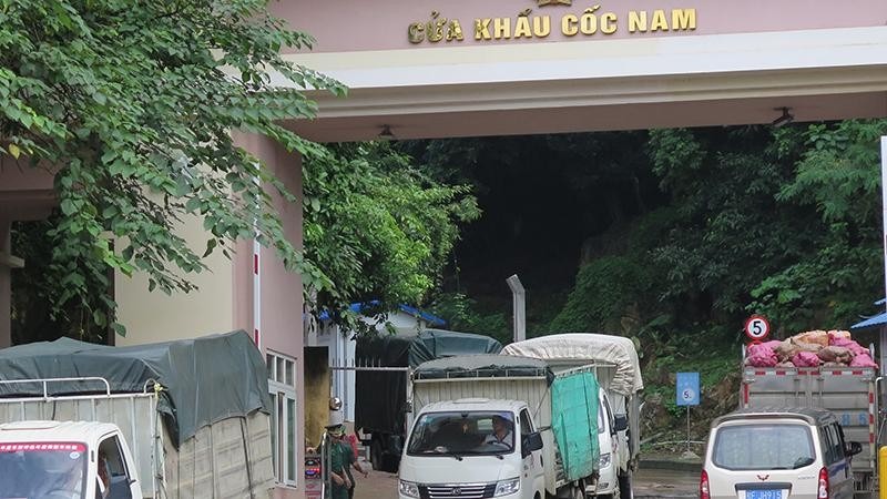 Xe chở h&amp;agrave;ng n&amp;ocirc;ng sản thực hiện th&amp;ocirc;ng quan h&amp;agrave;ng h&amp;oacute;a qua cửa khẩu Cốc Nam, Văn L&amp;atilde;ng, (Lạng Sơn)