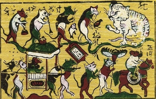 Bức tranh d&amp;acirc;n gian Đ&amp;ocirc;ng Hồ &amp;ndash; Đ&amp;aacute;m cưới chuột, c&amp;oacute; sự xuất hiện của m&amp;egrave;o