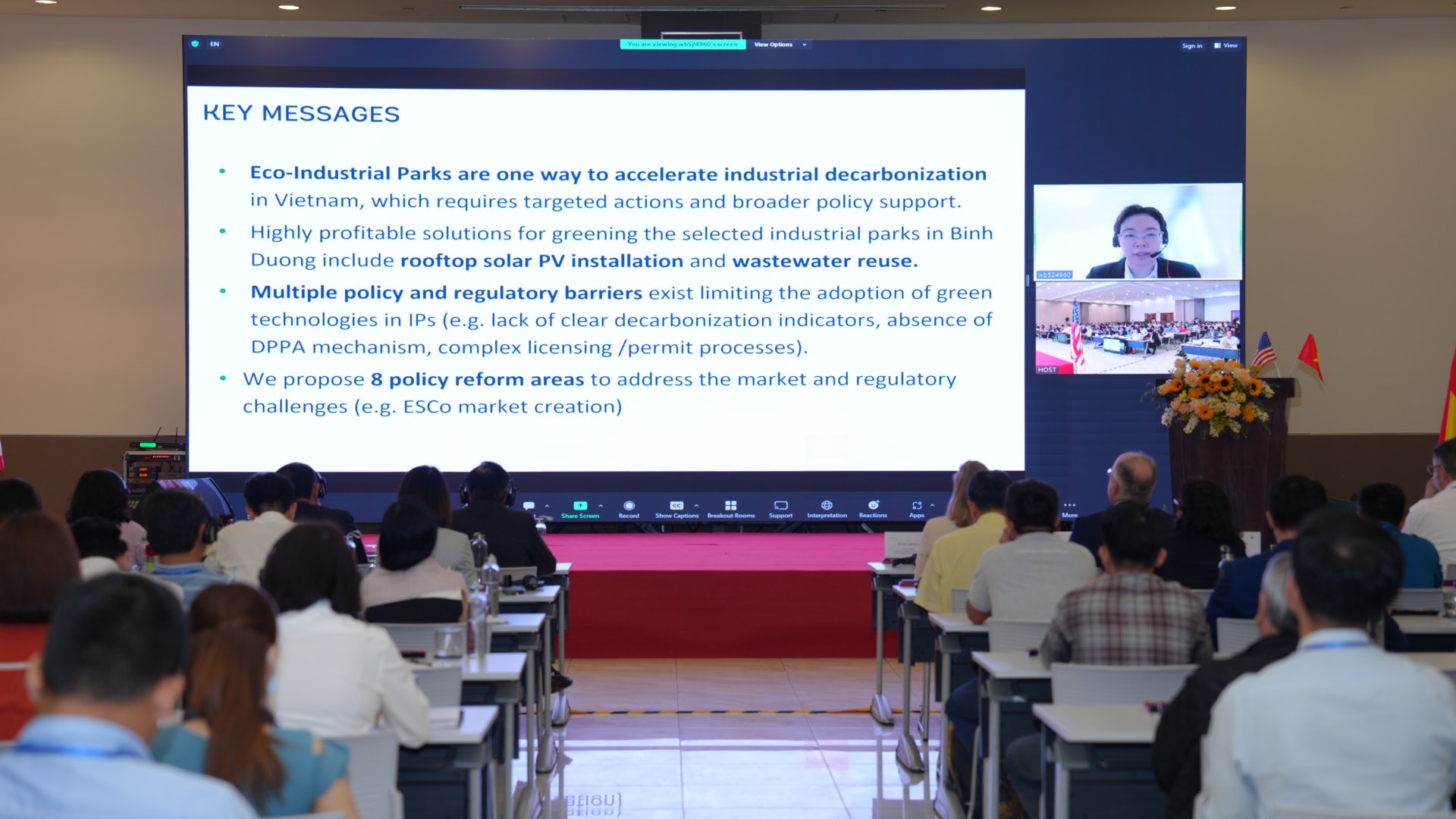 To&amp;agrave;n cảnh Hội thảo Net Zero với chủ đề: &amp;ldquo;Hợp t&amp;aacute;c Việt Nam &amp;ndash; Hoa Kỳ tiến tới Net Zero, Tiết kiệm năng lượng v&amp;agrave; giảm ph&amp;aacute;t thải cho c&amp;ocirc;ng nghiệp bền vững&amp;rdquo;.