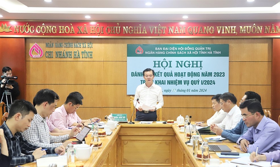 Hội nghị để đ&amp;aacute;nh gi&amp;aacute; kết quả hoạt động t&amp;iacute;n dụng ch&amp;iacute;nh s&amp;aacute;ch trong năm 2023 v&amp;agrave; triển khai nhiệm vụ qu&amp;yacute; I/2024
