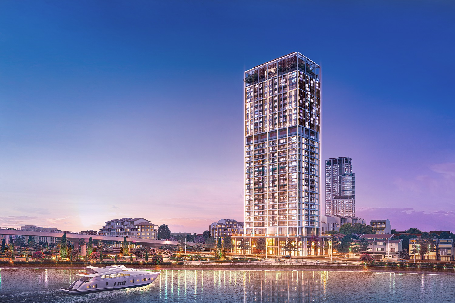 Sun Cosmo Residence Da Nang sở hữu vị tr&amp;iacute; đắc địa s&amp;aacute;t s&amp;ocirc;ng H&amp;agrave;n. Ảnh phối cảnh minh họa