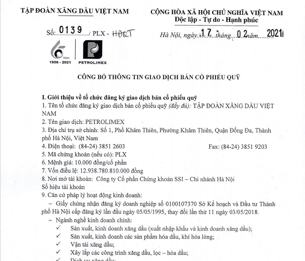 Văn bản của Petrolimex