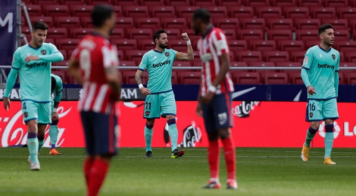 Atletico Madrid để thua 0 - 2 trước Levante v&amp;ograve;ng 24 Laliga.