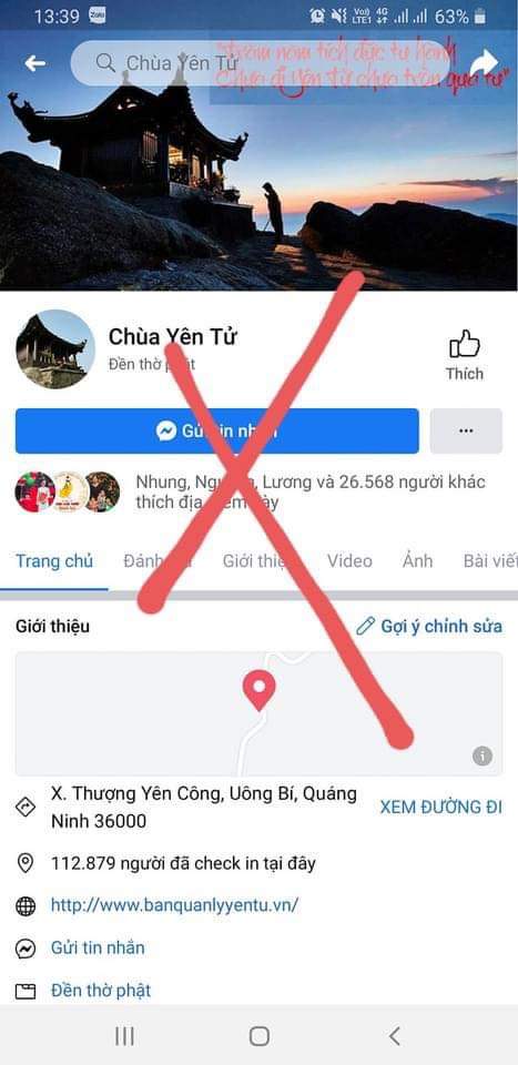 Trang MXH giả mạo ch&amp;ugrave;a Y&amp;ecirc;n Tử k&amp;ecirc;u gọi người d&amp;acirc;n v&amp;agrave; phật tử c&amp;uacute;ng dường qua v&amp;iacute; điện tử