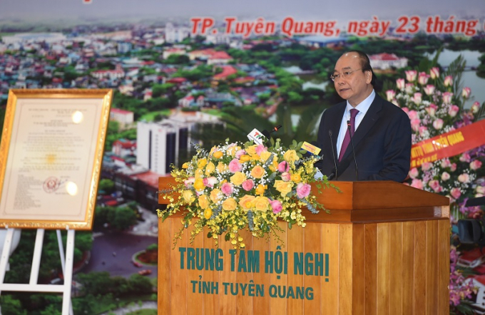 Thủ tướng Nguyễn Xu&amp;acirc;n Ph&amp;uacute;c ph&amp;aacute;t biểu tại buổi lễ.