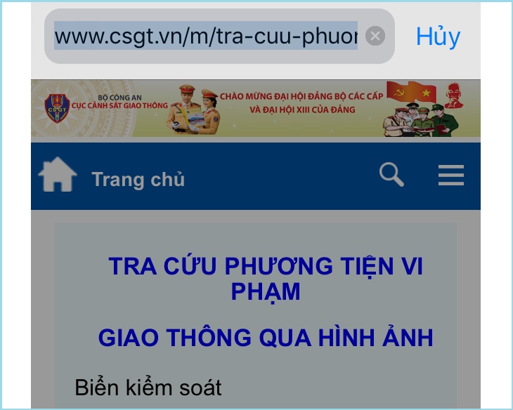 Website của Cục Cảnh s&amp;aacute;t giao th&amp;ocirc;ng