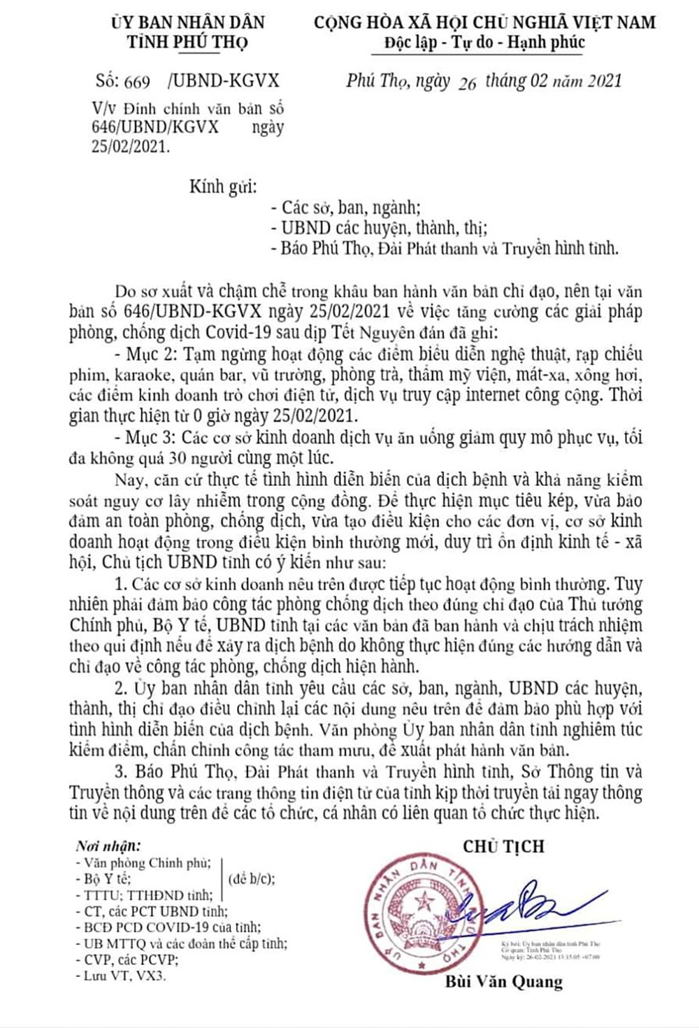 Văn Bản 669 của UBND tỉnh Ph&amp;uacute; Thọ