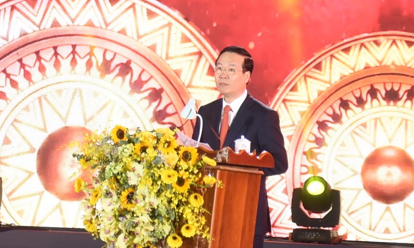Thường trực Ban B&amp;iacute; thư V&amp;otilde; Văn Thưởng dự v&amp;agrave; ph&amp;aacute;t biểu tại lễ kỷ niệm 110 năm th&amp;agrave;nh lập tỉnh Kon Tum