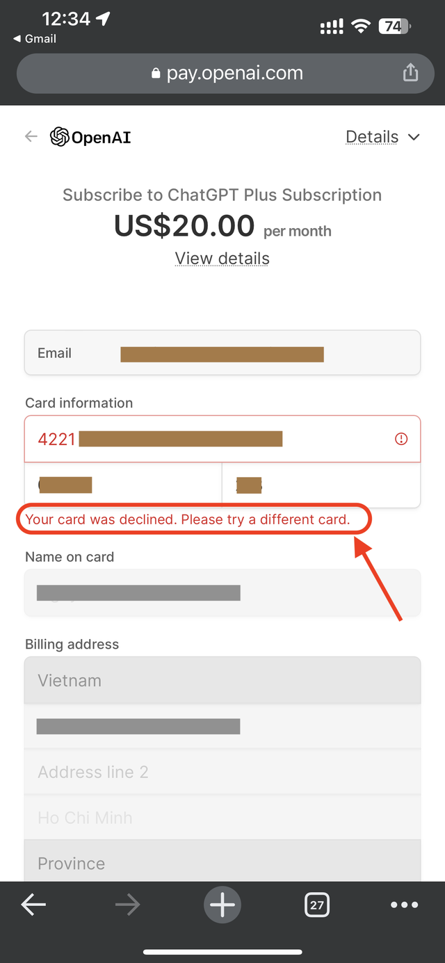 Nhiều người d&amp;ugrave;ng đ&amp;atilde; thử c&amp;aacute;c thẻ SCB, ACB, HSBC, TCB, Wise... v&amp;agrave; đều hiện th&amp;ocirc;ng b&amp;aacute;o từ chối thẻ