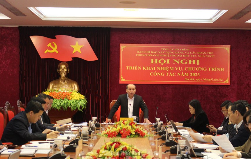 Ph&amp;oacute; B&amp;iacute; thư TT Tỉnh ủy, Chủ tịch HĐND tỉnh H&amp;ograve;a B&amp;igrave;nh B&amp;ugrave;i Đức Hinh ph&amp;aacute;t biểu kết luận hội nghị.