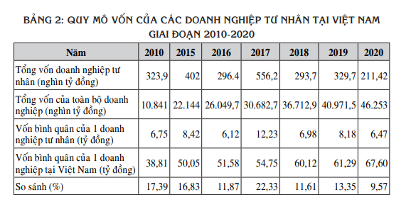 Thực trạng hoạt động sản xuất, kinh doanh của c&amp;aacute;c doanh nghiệp tư nh&amp;acirc;n tại Việt Nam