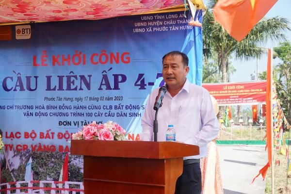 Đồng ch&amp;iacute; Nguyễn Văn Khải &amp;ndash; Ph&amp;oacute; b&amp;iacute; thư huyện ủy &amp;ndash; Chủ Tịch UBND huyện Ch&amp;acirc;u Th&amp;agrave;nh, tỉnh Long An ph&amp;aacute;t biểu tại Lễ khởi c&amp;ocirc;ng