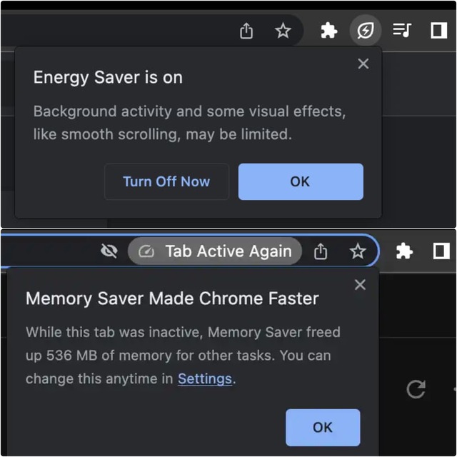 hai t&amp;iacute;nh năng mới tr&amp;ecirc;n Google Chrome sẽ hiện th&amp;ocirc;ng b&amp;aacute;o như ảnh