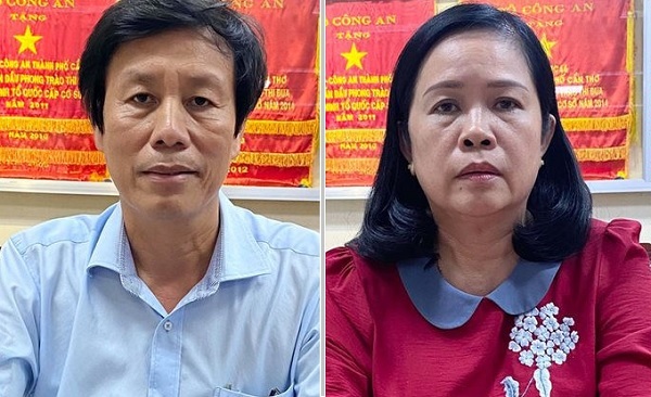 C&amp;aacute;c đối tượng bị khởi tố (từ tr&amp;aacute;i sang phải) Cao Minh Thu v&amp;agrave;  B&amp;ugrave;i Thị Lệ Phi