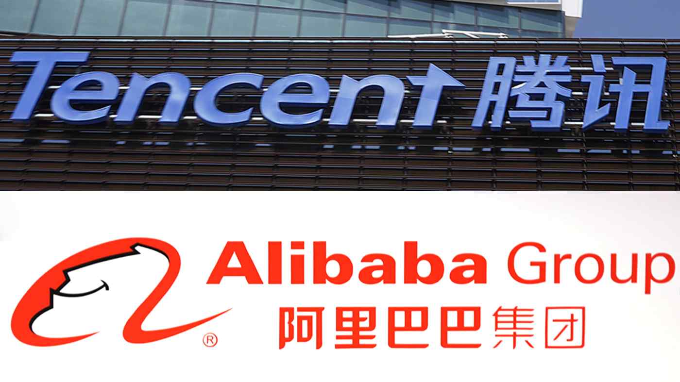 Hai tập đo&amp;agrave;n internet lớn của Trung Quốc l&amp;agrave; Tencent v&amp;agrave; Alibaba. ẢNh: Nikkei Asia