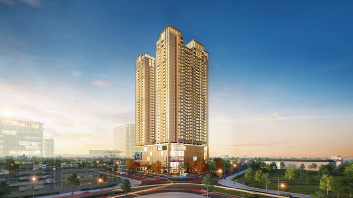 BRG Diamond Residence số 25 L&amp;ecirc; Văn Lương tọa lạc tại ng&amp;atilde; tư giao với Ho&amp;agrave;ng Đạo Th&amp;uacute;y