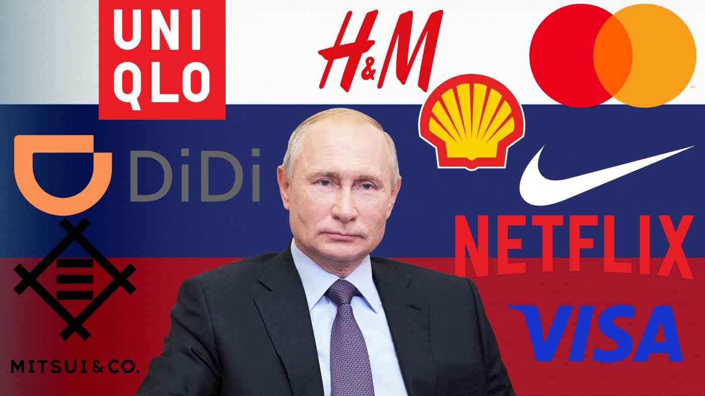 Cuộc x&amp;acirc;m lược Ukraine do Tổng thống Vladimir Putin ph&amp;aacute;t động đ&amp;atilde; khiến một số c&amp;ocirc;ng ty r&amp;uacute;t khỏi Nga để phản đối. (Nguồn ảnh AP v&amp;agrave; Reuters)