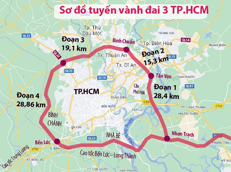 Sơ đồ tuyến đường v&amp;agrave;nh đai 3