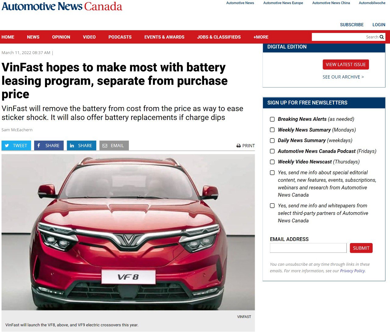 B&amp;agrave;i b&amp;aacute;o được đăng tải bởi Automotive News Canada